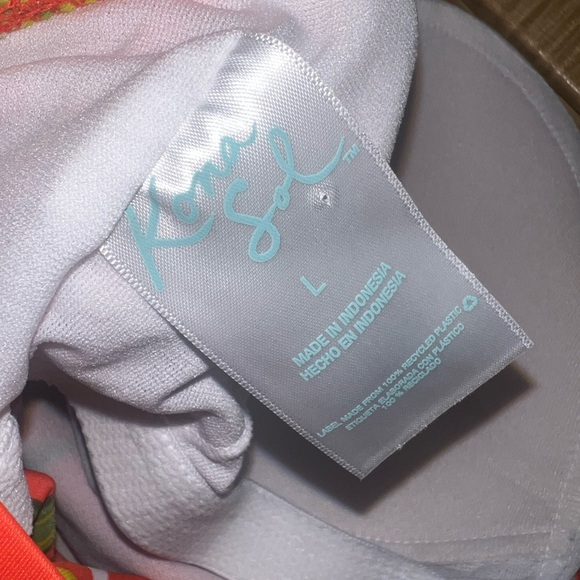 Kona Sol Coral Floral One Piece Strappy Back Swimsuit Size Large NWOT - Picture 8 of 9